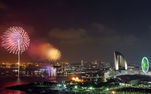 architecture, cities, fireworks, 1920x1200 px, buildings, celebration