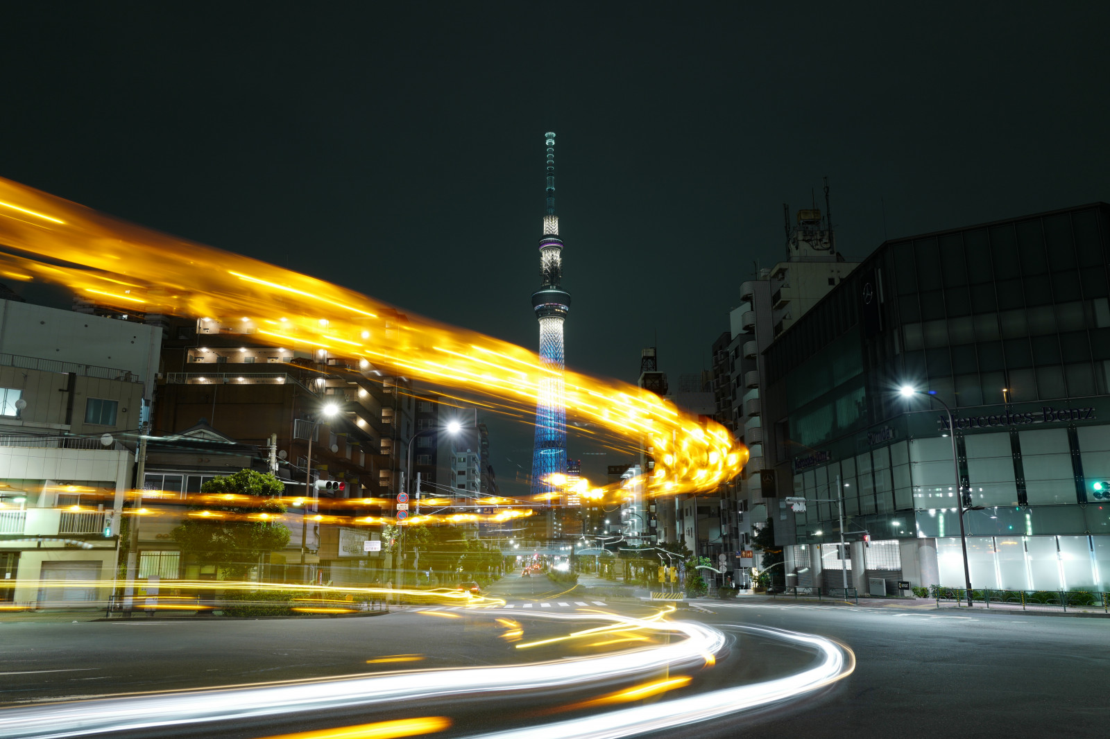 Japan, gadebelysning, by, bybilledet, nat, arkitektur, vej, aften, tårn, Trafik, hovedvej, skumring, Overføring, Tokyo, infrastruktur, Jp, Skytree, lys, downtown, belyst, belysning, belysning, knudepunkt, iki, komagatabashi, milepæl, Tokyo Skytree, summilux, leicaq, summilux1728, q, 1728, EICA, byområde, hovedstadsområde, offentlig transport