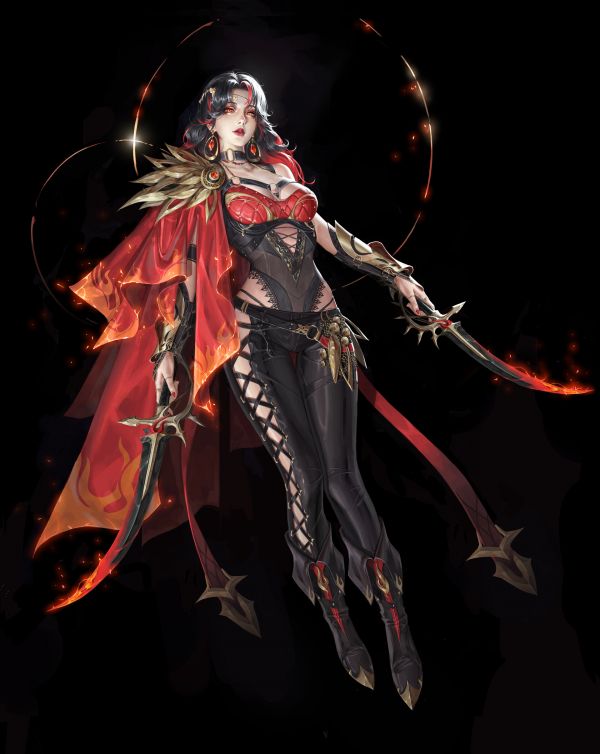 drawing,women,dark hair,black clothing,Zhongguo Duliu,sword