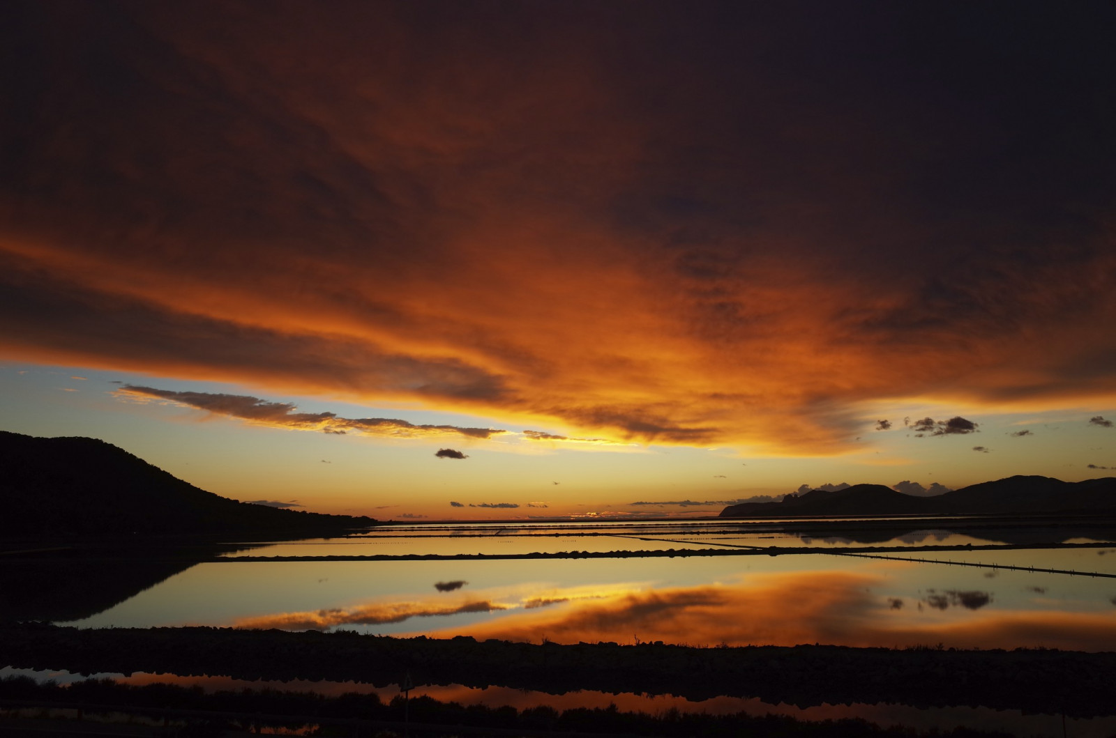 západ slunce, nebe, mrak, odraz, Salinas, ibiza, flickrunitedaward