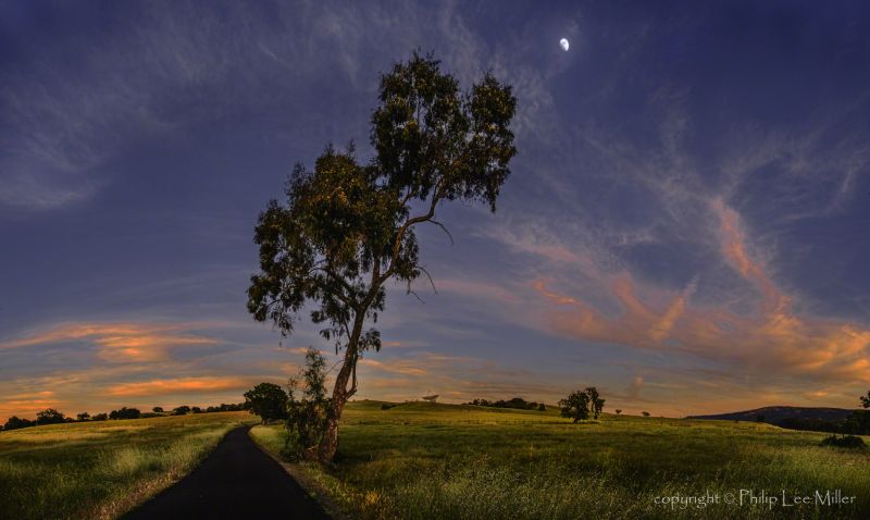 Kalifornie, západ slunce, Příroda, krajina, Panorámy, východ měsíce Kalifornie, západ slunce, Příroda, krajina, Panorámy, východ měsíce