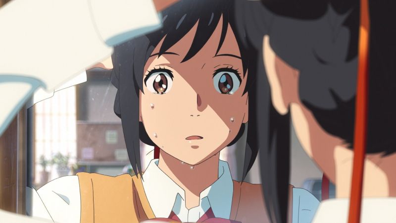 ilustrace, anime, anime dívky, černé vlasy, Kimi no Na Wa, pláč ilustrace, anime, anime dívky, černé vlasy, Kimi no Na Wa, pláč