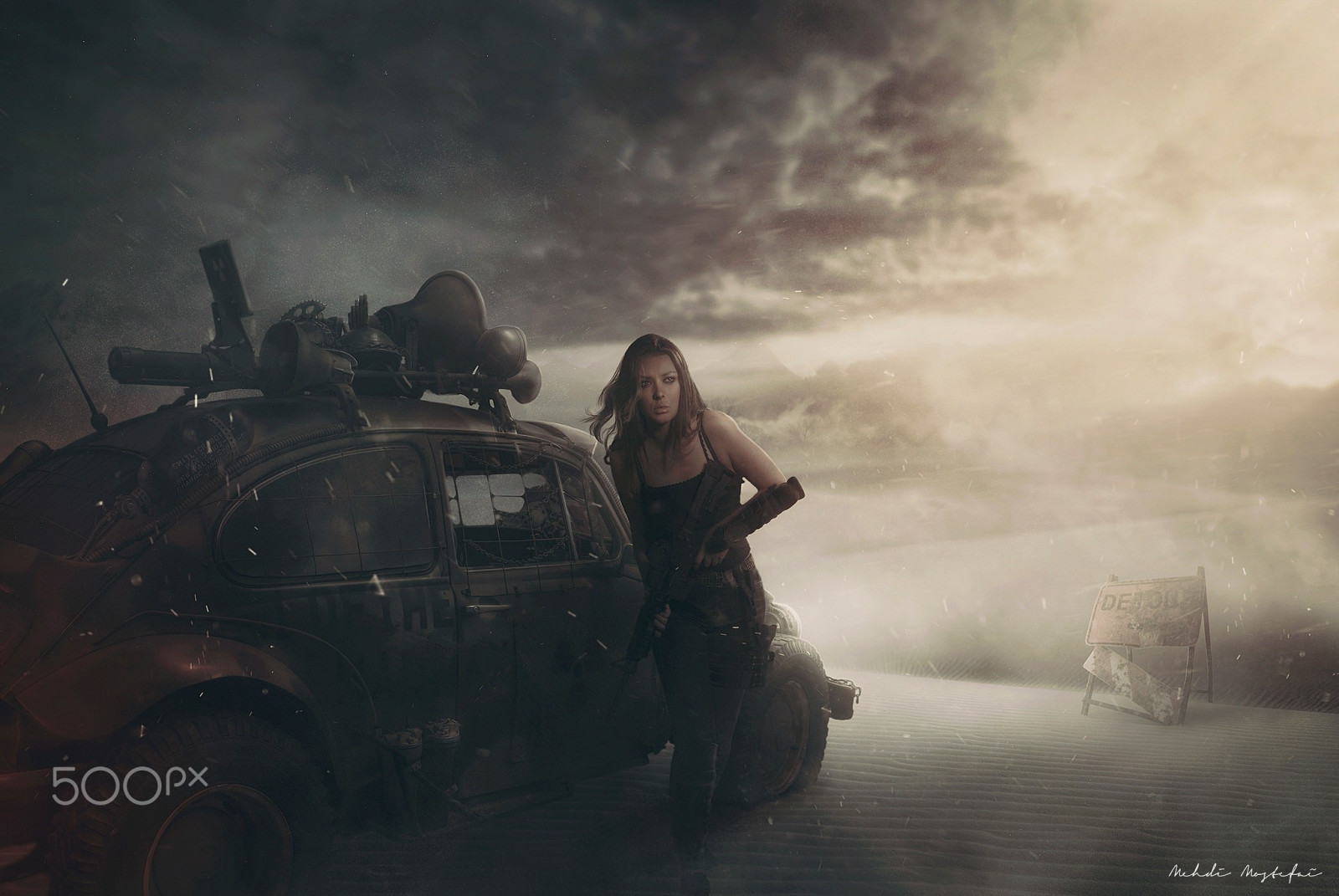 Kvinder, 500px, model, apokalyptisk, Mehdi Mostefa, køretøj, morgen, fotografi, mørke, billede, skærmbillede, atmosfærisk fænomen