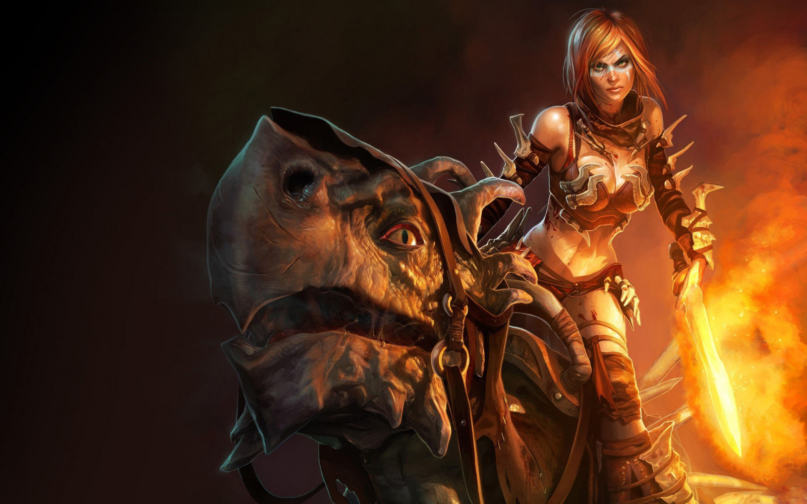 ženy, fantasy umění, oheň, meč, drak, mytologie, Golden Axe, Snímek obrazovky, válečný magnát, počítač tapeta, fiktivní postava