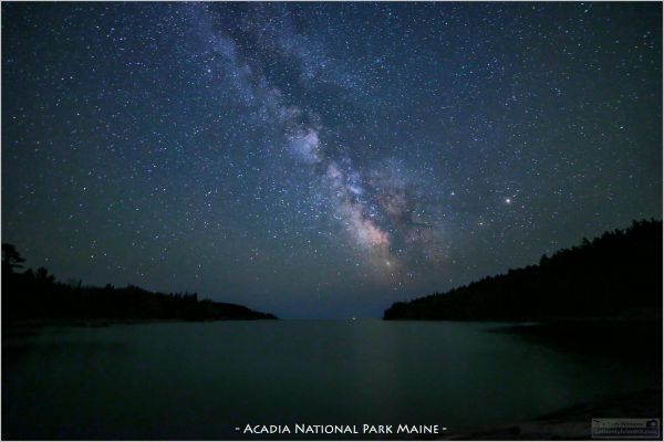 landscape, night, galaxy, trees, lake, water