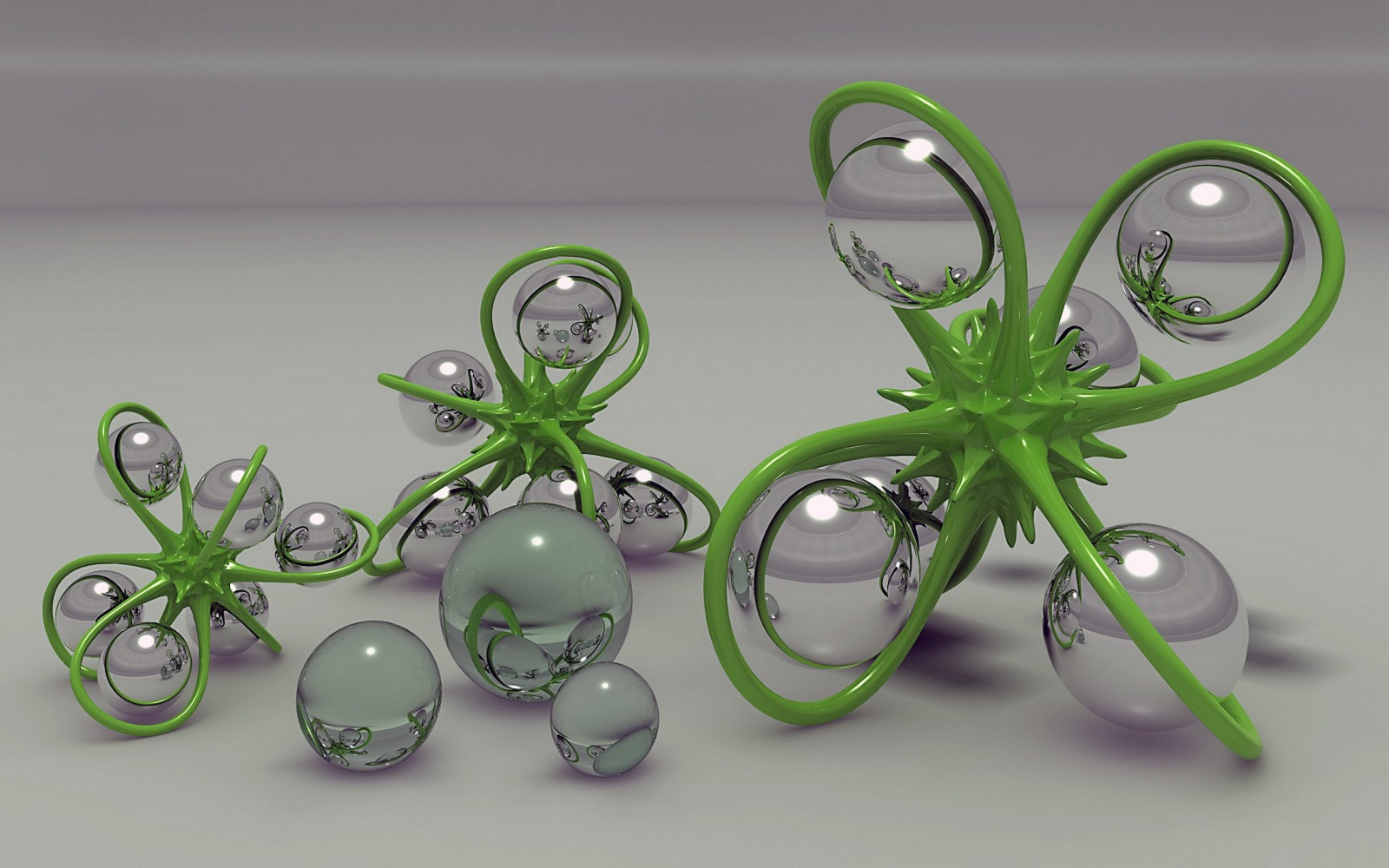 arte digital, 3D, verde, bolas, figura, iluminación, joyería, Accesorio de moda