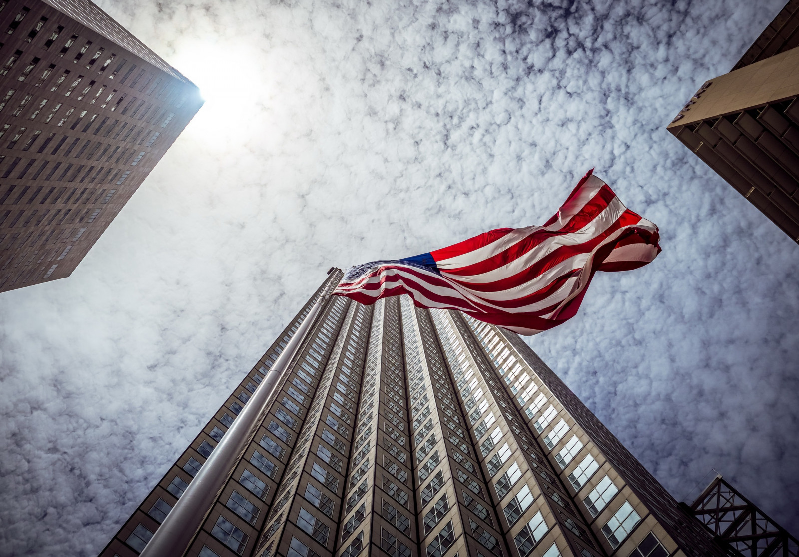 Wallpaper building, USA, worm's eye view, sky, skyscraper 2560x1787