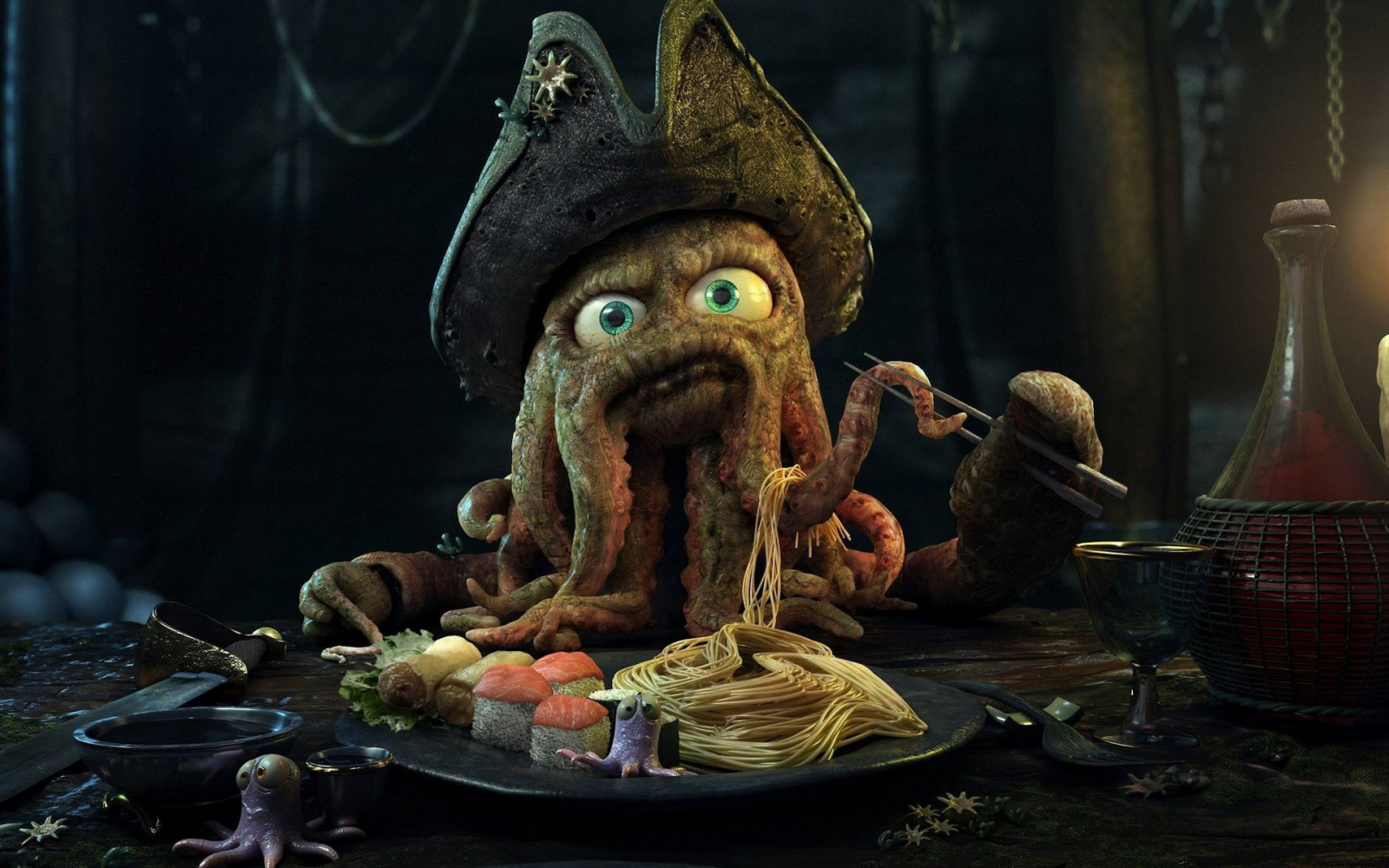 chrám, socha, Piráti z Karibiku, mytologie, památník, Davy Jones, UMĚNÍ, Snímek obrazovky, 1920x1200 px