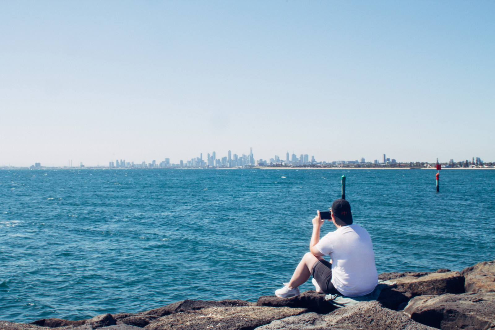 mare, baia, acqua, puntellare, all'aperto, spiaggia, onde, costa, orizzonte, rocce, Australia, Kodak, Vittoria, vacanza, Melbourne, Brighton, oceano, spiagge, al di fuori, barche, VSCO, la spiaggia di Brighton, idoneità fisica