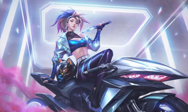 League of Legends,helmet,motorcycle,smoke,weapon,Crop Top