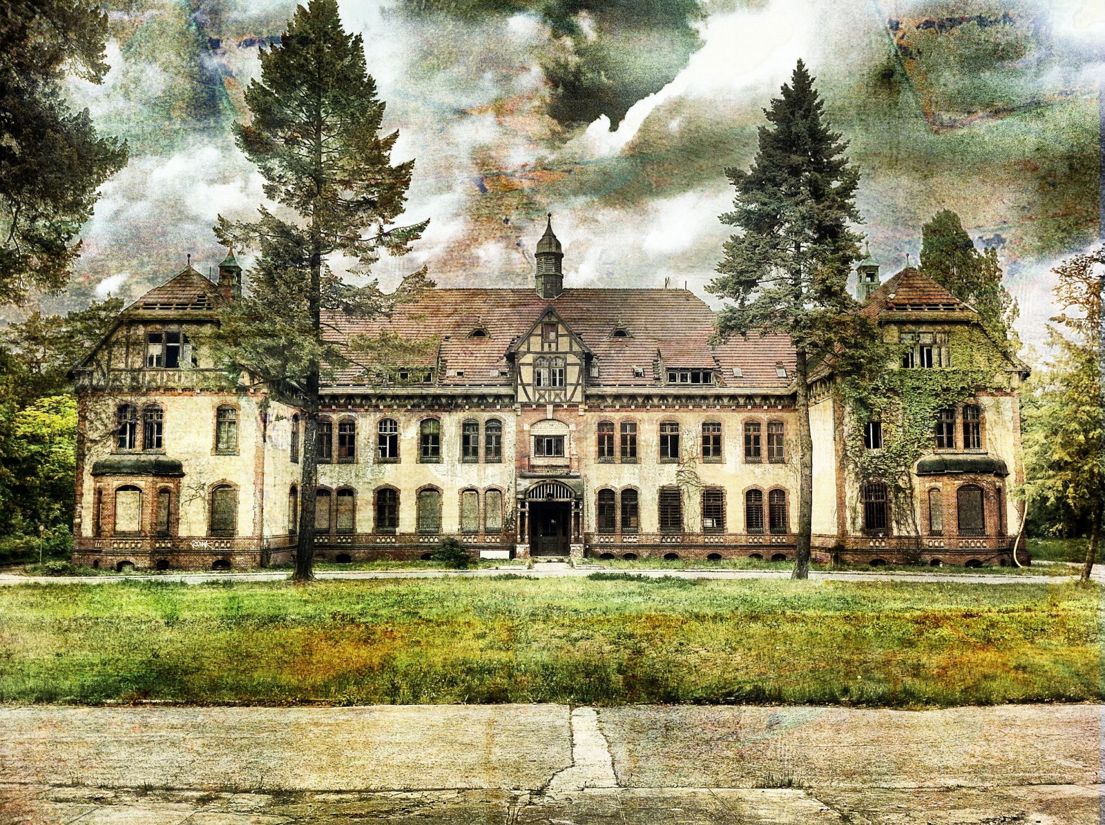 Duhovka, světlo, strom, UMĚNÍ, opuštěný, architektura, Německo, Ztracený, licht, úhel, perspektivní, zřícenina, demolice, Sascha, architektur, brandenburg, baum, Krankenhaus, perspektiva, abriss, verlassen, iPhone, Beelitz, dynamiclight, Lazarett, Heilstatten, sascha2010, saschaunger, irisphotosuite, Scratchcam