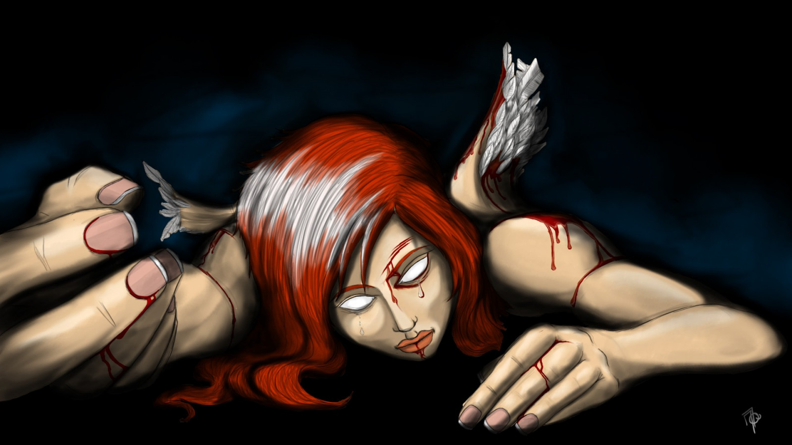 anime, anděl, kreslená pohádka, krev, slzy, démon, komiks, mytologie, ruka, tma, smysl, Snímek obrazovky, počítač tapeta, fiktivní postava, žena bojovník