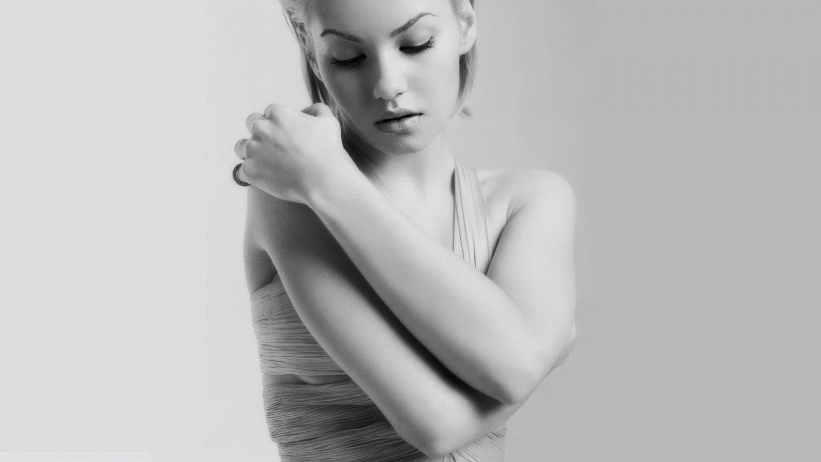 1920x1080 px, ブロンド, Elisha Cuthbert, モノクロ, 単純な背景