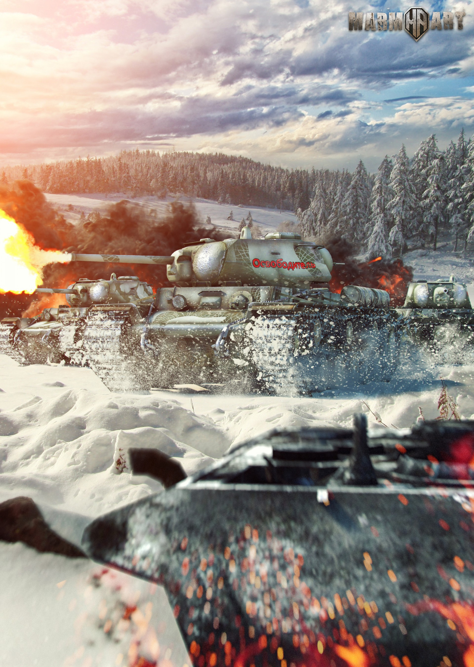 Wallpaper : forest, video games, snow, winter, tank, World of Tanks ...