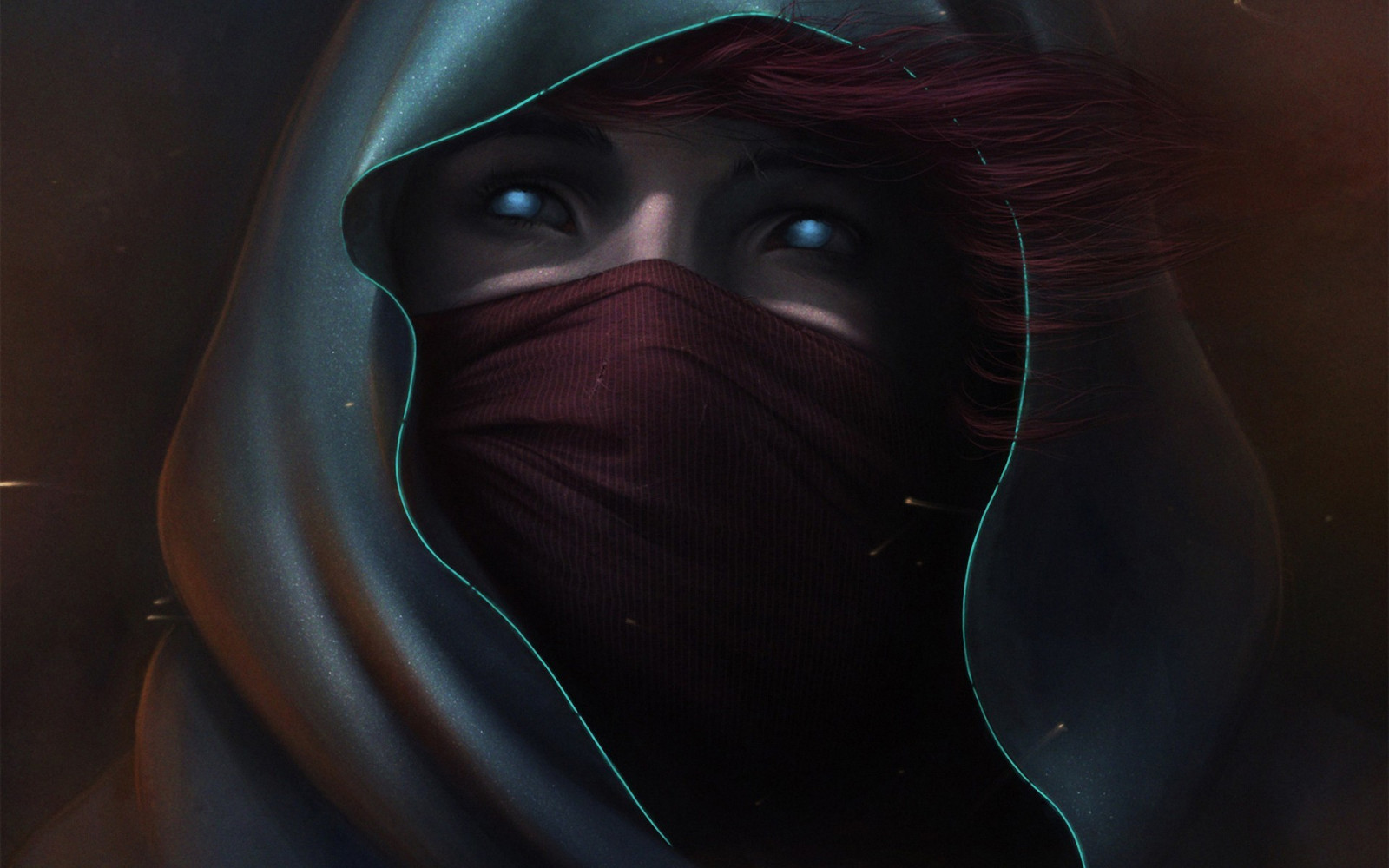 ilustrace, ryšavý, fantasy umění, modré oči, umělecká díla, modrý, řada Dune, hlava, barva, oko, tma, Snímek obrazovky, počítač tapeta, orgán, zblízka, zvláštní efekty