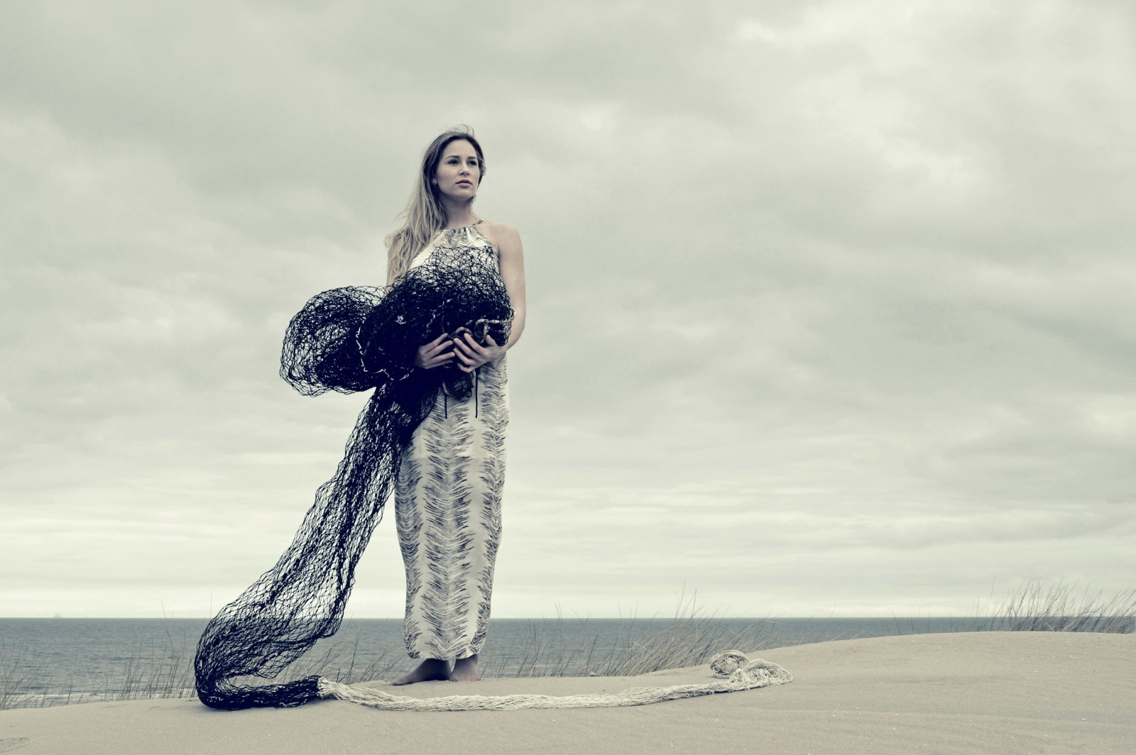 femmes, maquette, neige, hiver, robe, bleu, mode, printemps, beauté, saison, femme, la mariée, photographier, robe, séance photo