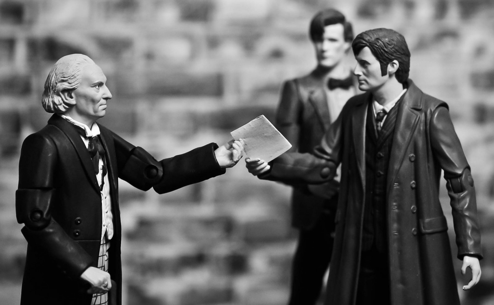 Černá, černobílý, 3D, fotografování, Gentleman, BBC, událost, dívka, zábava, fotografie, Černý a bílý, monochromatické fotografování, doktor kdo, Matt Smith, 50thanniversary, Davidtennant, Williamhartnell, Dayofthedoctor