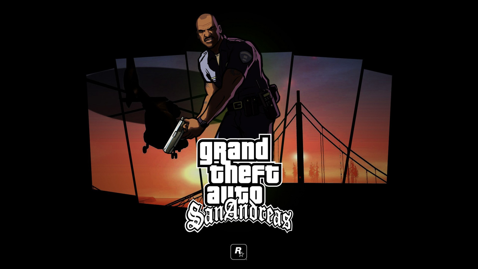 illustration, computerspil, tegneserie, Rockstar Games, plakat, mærke, PlayStation 2, Grand Theft Auto San Andreas, reklame, skærmbillede, albumcover