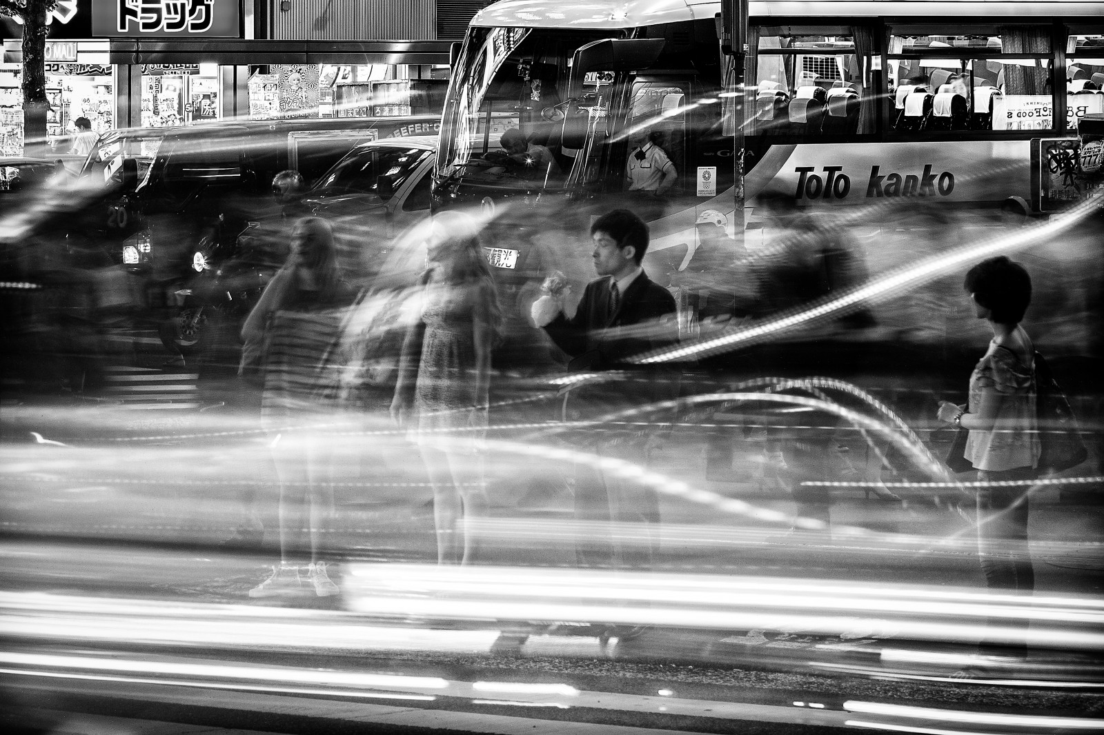 město, Černý a bílý, tělesné, černobílý, Japonsko, Tokio, Černá bílá, Shinjuku, sen, pouliční život, Rozmazané, Damon, jah, damonjah, studiojah