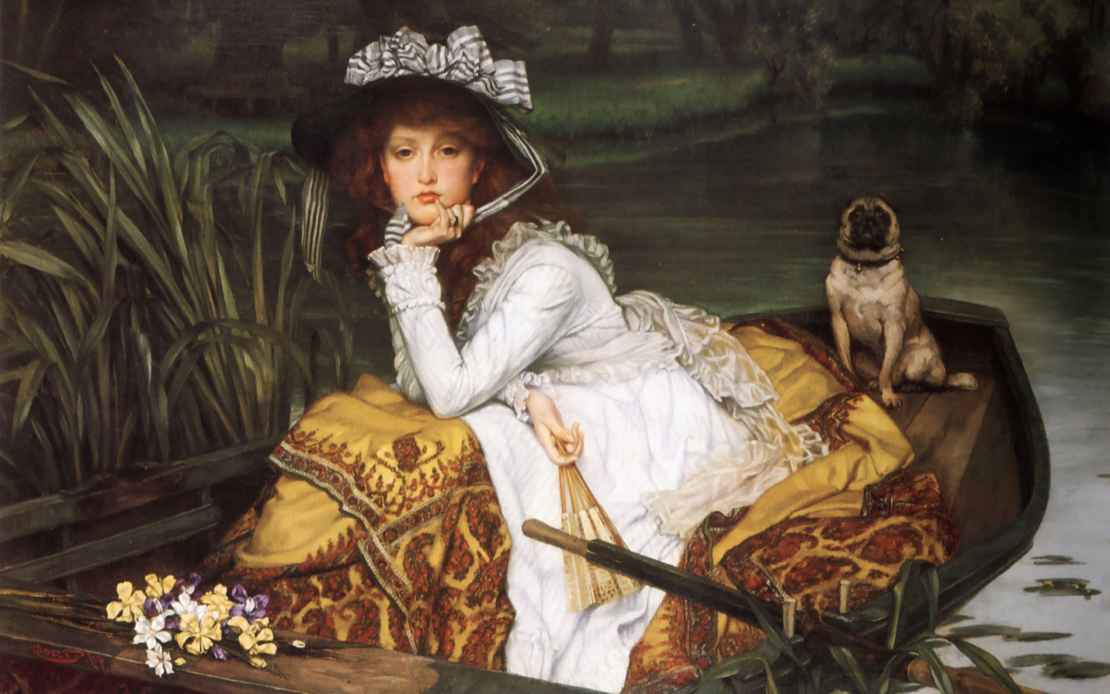 fond-d-cran-la-peinture-bateau-femmes-ouvrages-d-art-chien-la