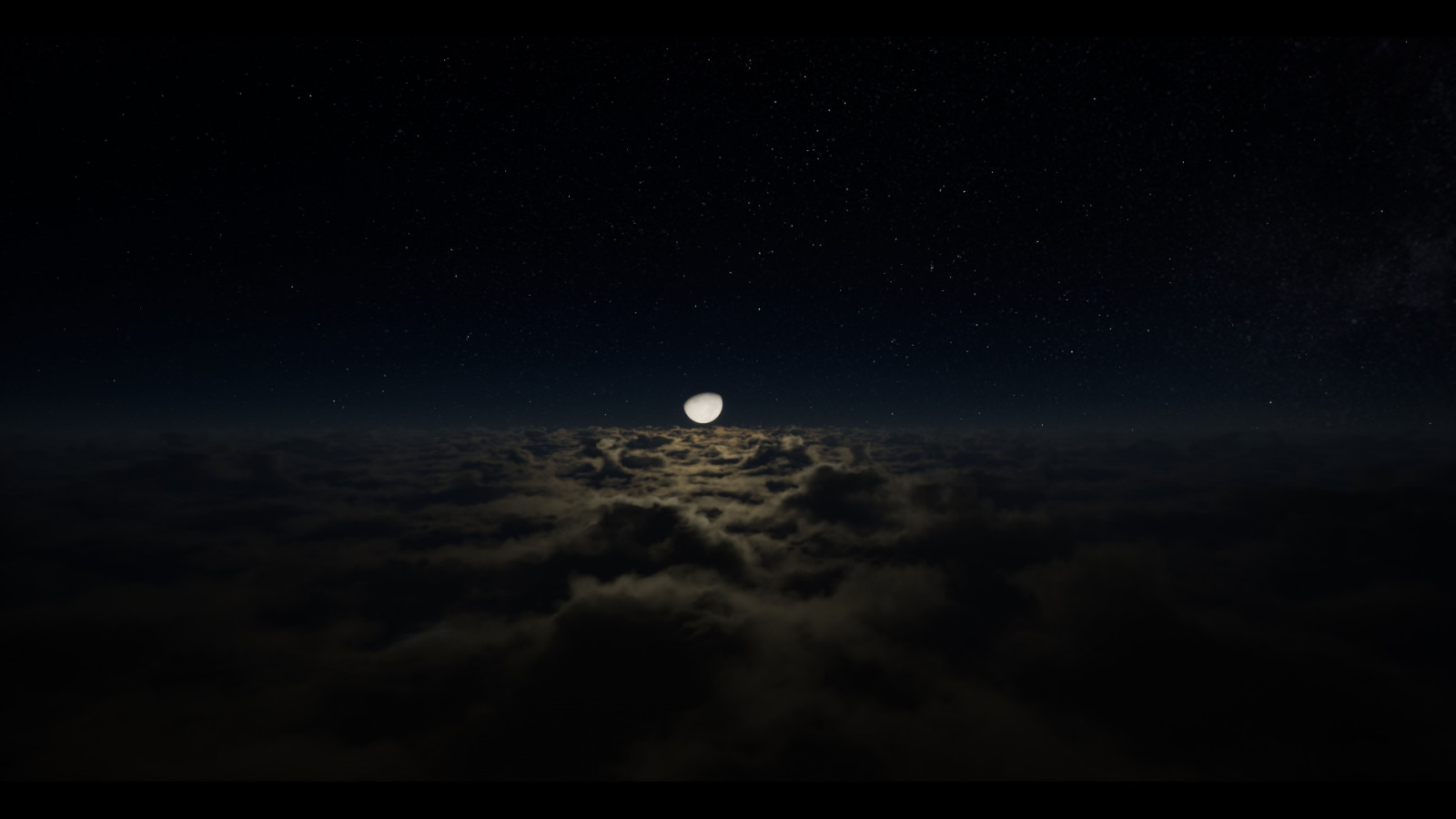 noc, nebe, mraky, Měsíc, vykreslování, hvězdy