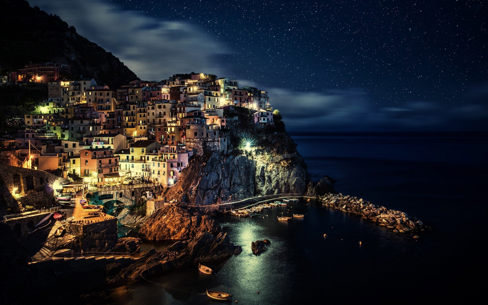 luce del sole, paesaggio, colorato, mare, città, paesaggio urbano, Italia, notte, acqua, costruzione, riflessione, casa, sera, chiaro di luna, crepuscolo, leggero, oscurità, 1920x1200 px, sfondo del computer