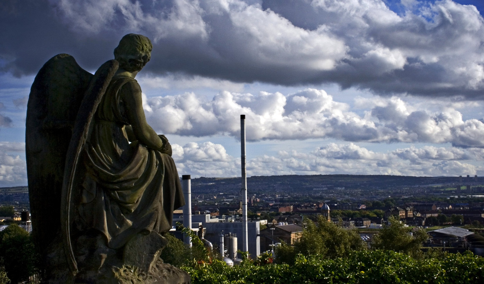 Wallpaper sunlight, landscape, grass, sky, angel, clouds, Tourism