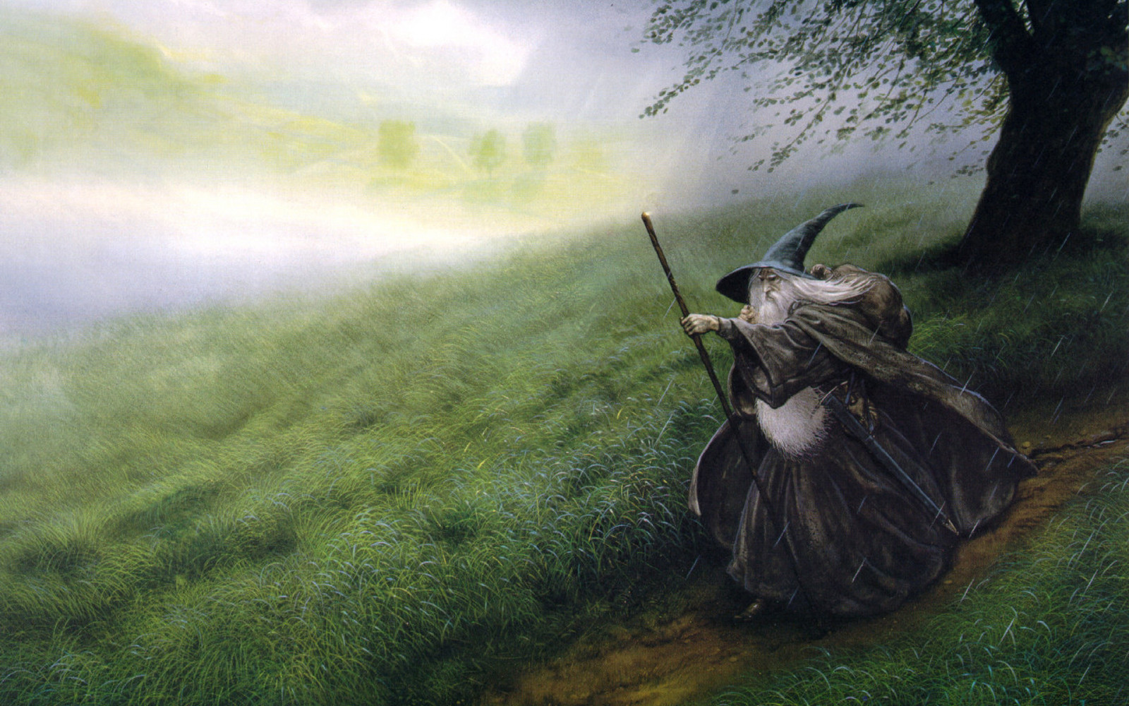 Masaustu Gunes Isigi Cizim Fantezi Sanati Doga Ot Yesil Sabah Buyucu Yuzuklerin Efendisi Hobbit Gandalf Gri Agac Cicek Ekran Goruntusu Kirsal Alan Atmosferik Fenomen Bilgisayarin Duvar Kagidi 1920x1200 Fple