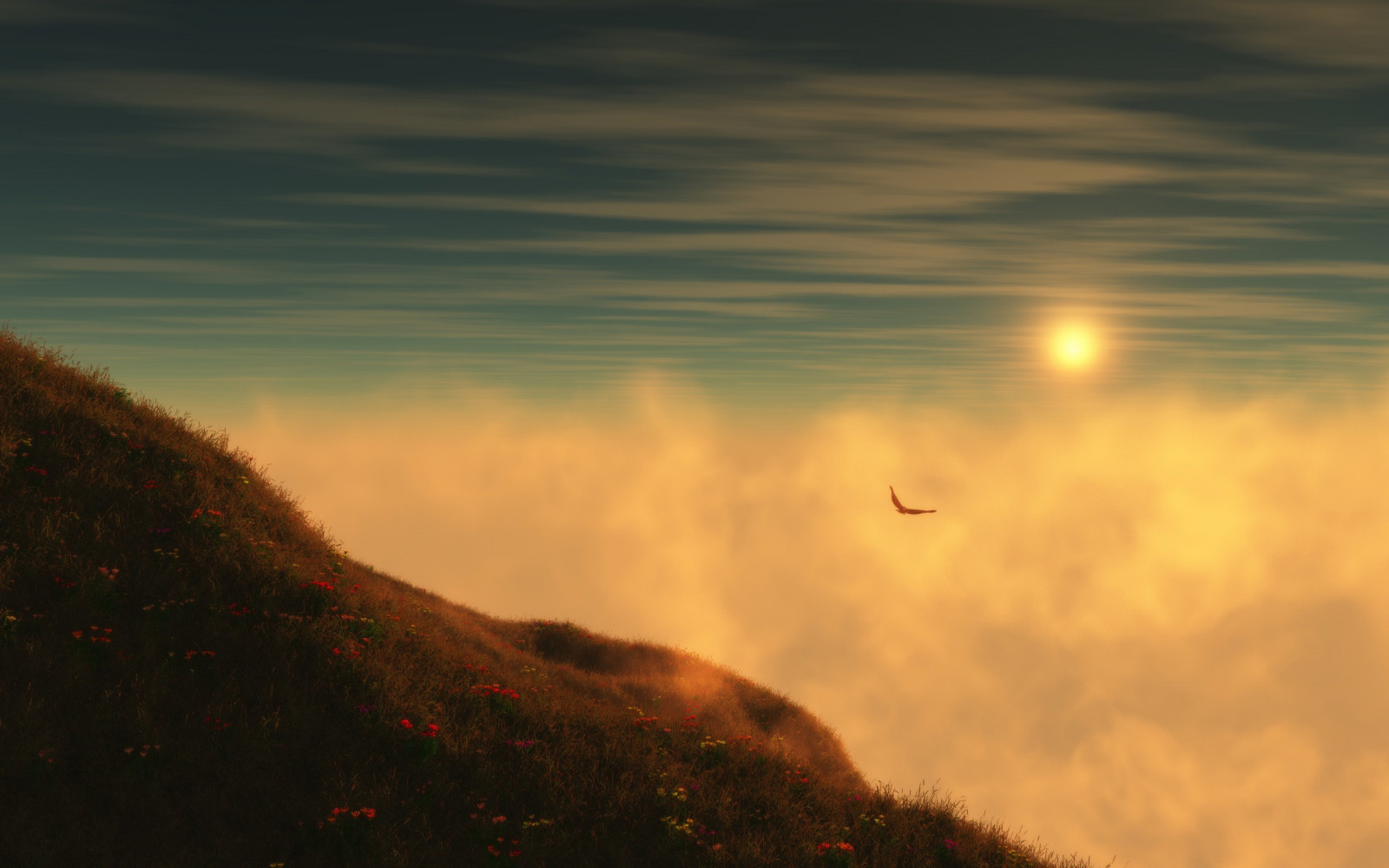 2560x1600 px, orel, kopec, Příroda, slunce