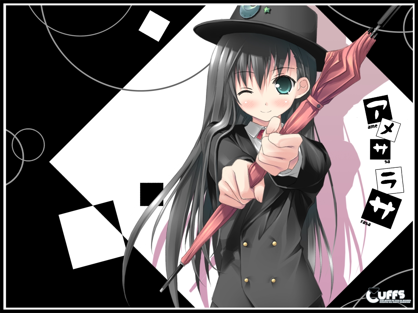 illustration, anime, brunette, hat, paraply, tegneserie, blinke, Amesarasa, Chiyokawa Rin, pige, mangaka, tegneserie