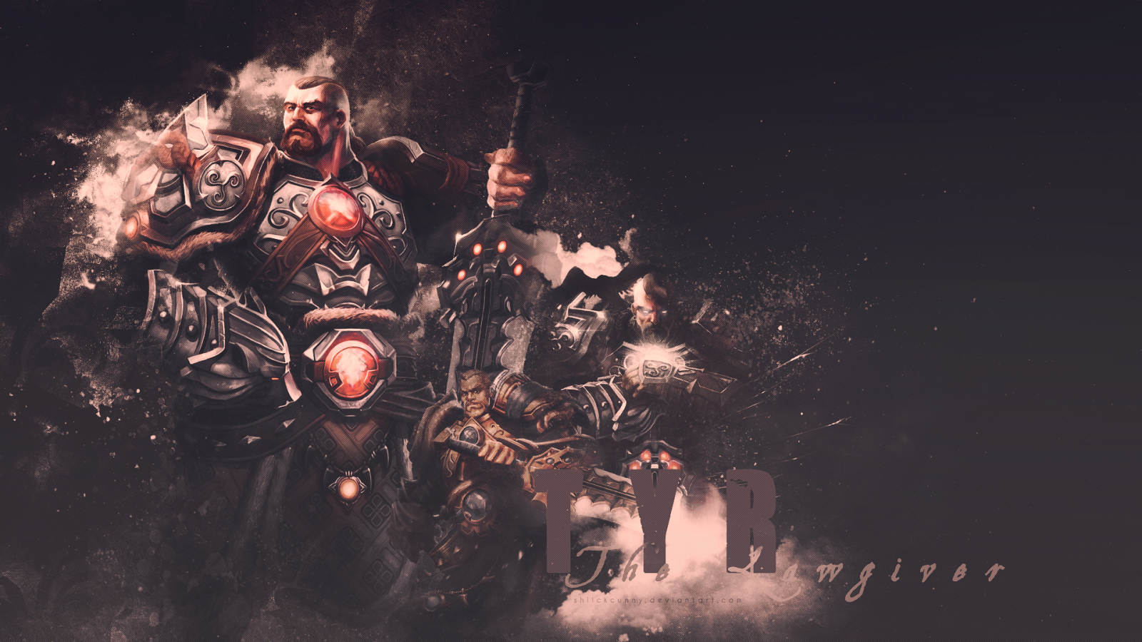 MMORPG, Smite, Moba, Tyr, půlnoc, tma, Snímek obrazovky, počítač tapeta, kryt alba