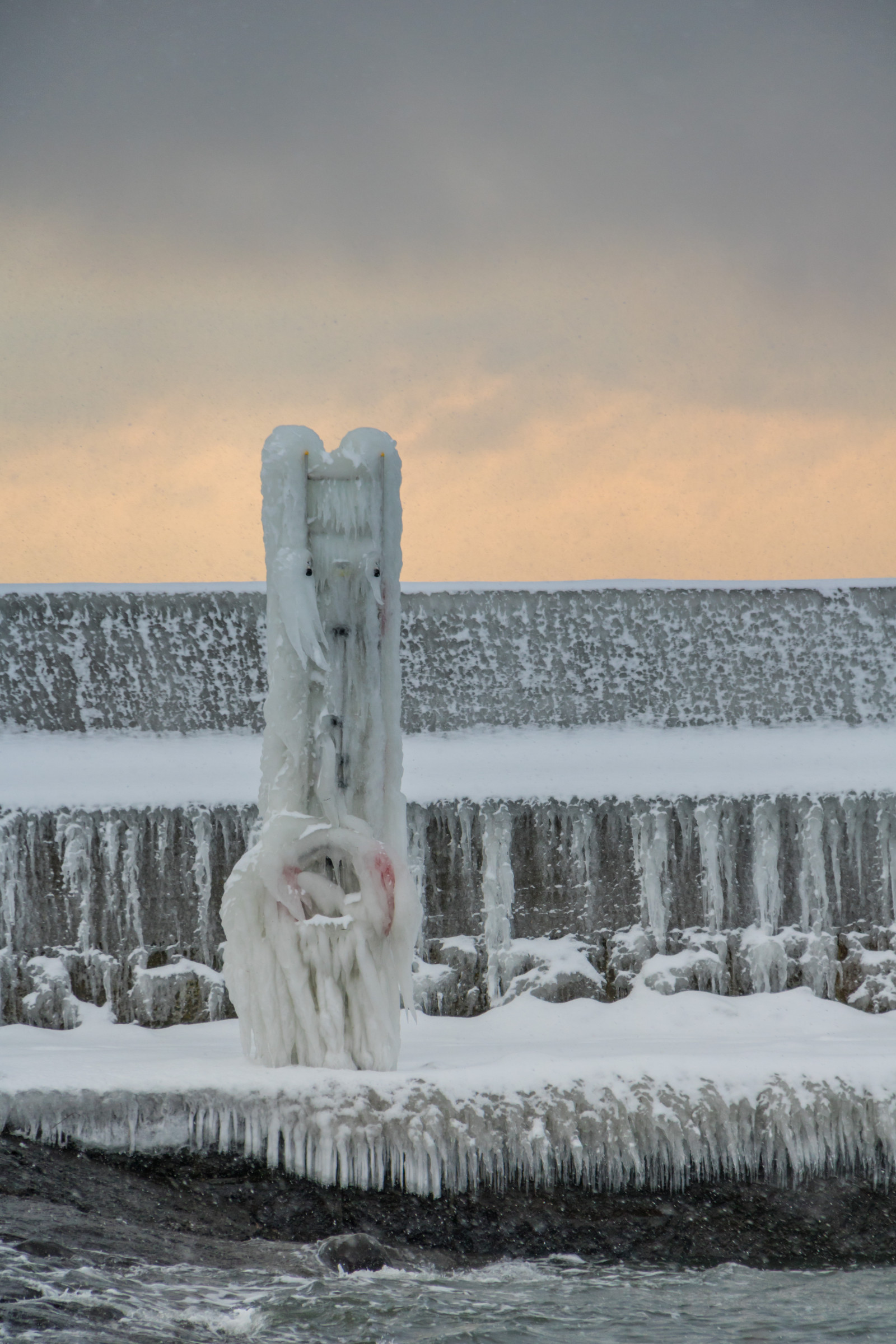 hav, vand, afspejling, sne, vinter, is, kold, morgen, skulptur, statue, Fryser, monument, KUNST, vejr, er, sæson, sn, Vatten, vinter, hav, Smygehuk, Kallt, atmosfærisk fænomen