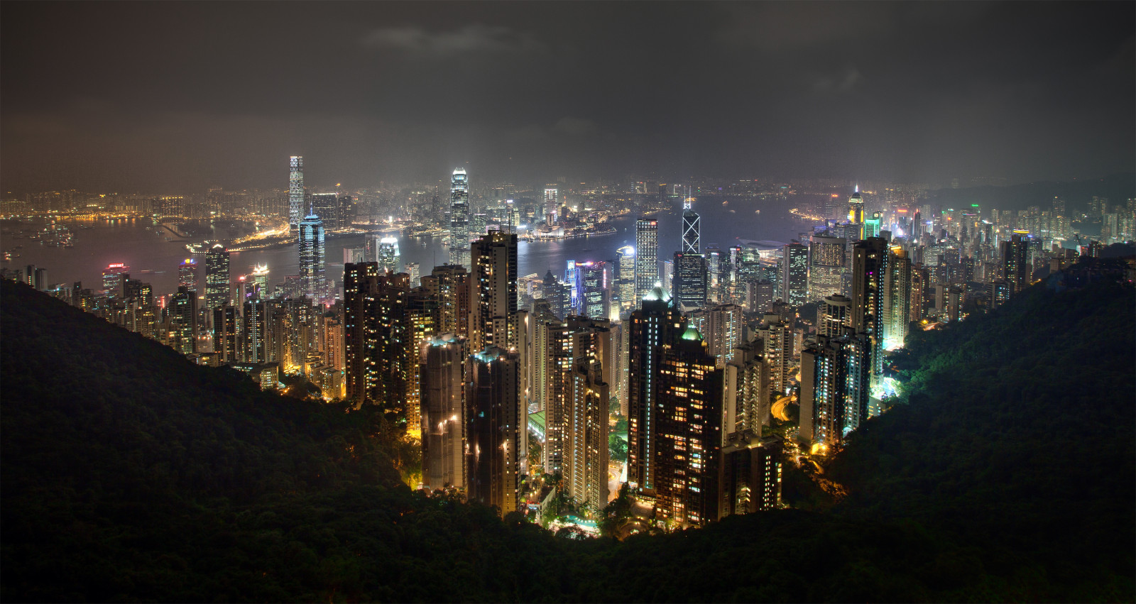 Čína, Fotoaparát, most, noc, Photoshop, Kánon, Drsný, panoráma města, hong, kong, Adobe, Kowloon, HDR, 2012, Topas, upravit, Photomatix, CS5, 5dmkii, Achillemarthaler