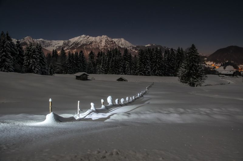 paysage, Montagnes, la nature, nuit, neige, hiver paysage, Montagnes, la nature, nuit, neige, hiver
