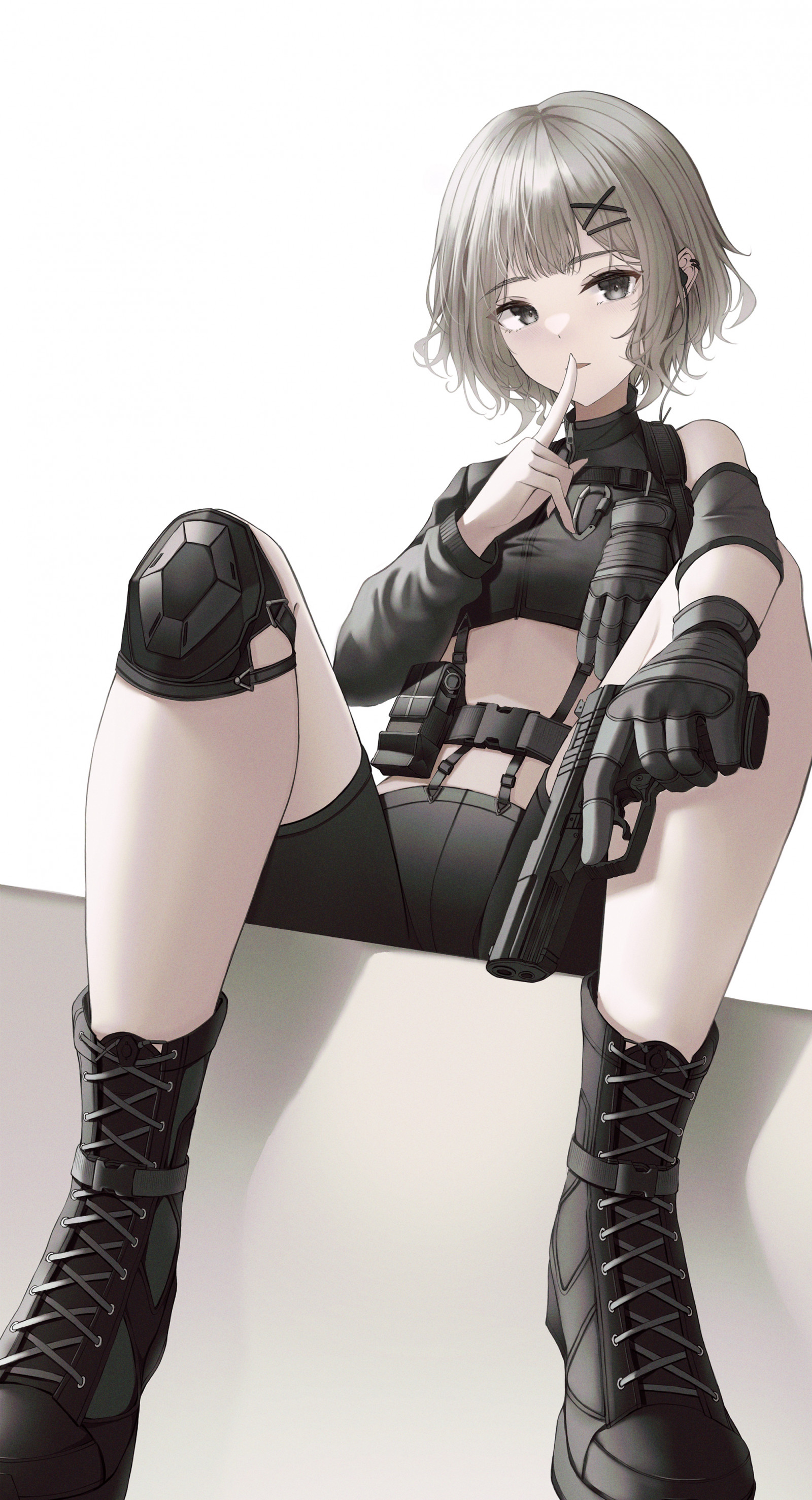 Anime piger, kort hår, sorte øjne, taktisk