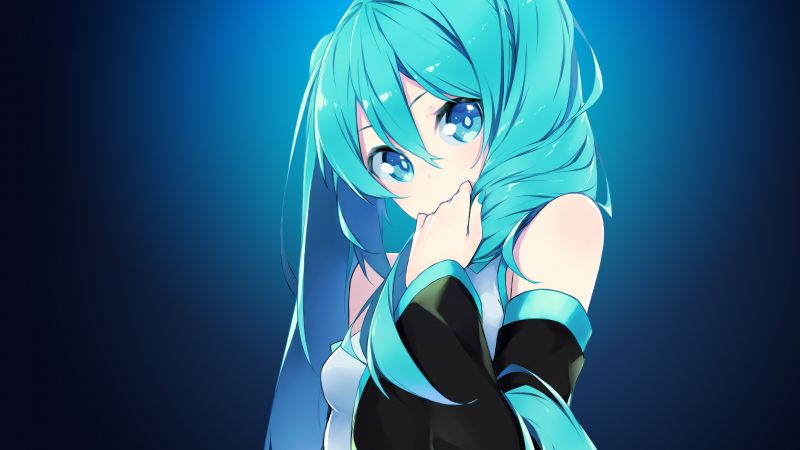 ilustrace, anime, anime dívky, modrý, Vocaloid, Hatsune Miku ilustrace, anime, anime dívky, modrý, Vocaloid, Hatsune Miku