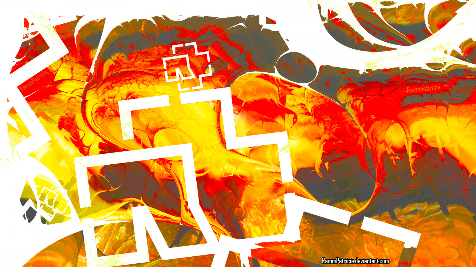 RammPatricia, abstraktní, digitální, digitální umění, Rammstein, logo, band logo, oheň, Metalová hudba