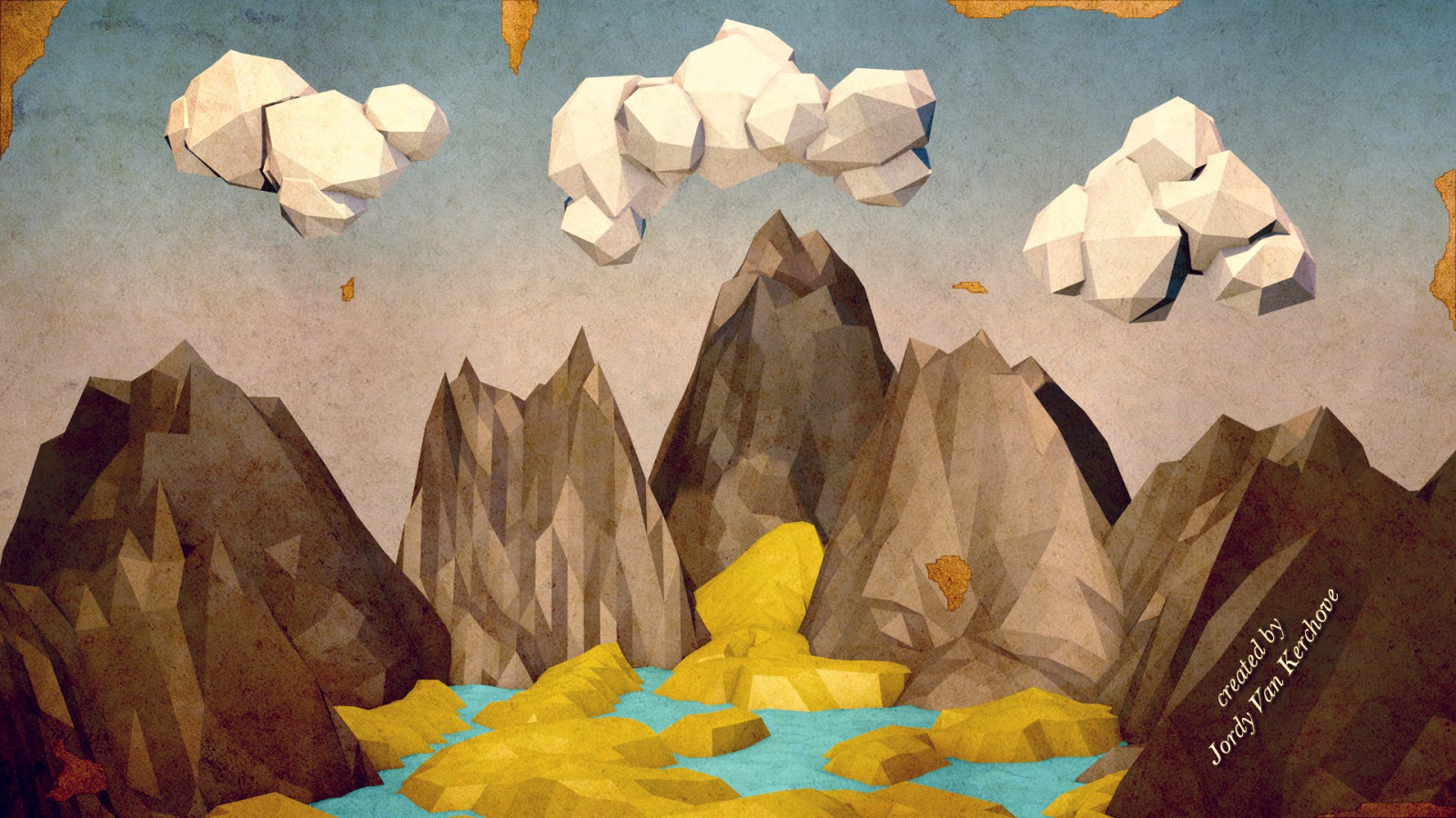 malování, ilustrace, Photoshop, poskytnout, nízká poly, Cinema 4D, Formace, UMĚNÍ, Terén, Snímek obrazovky