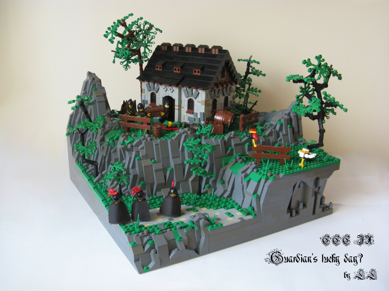 hus, træ, slot, klassisk, klippe, arbejde, soldat, LEGO, vagt, middelalderlig, ridder, ccc, raid, bandit, ll, værger, lolino, cccix