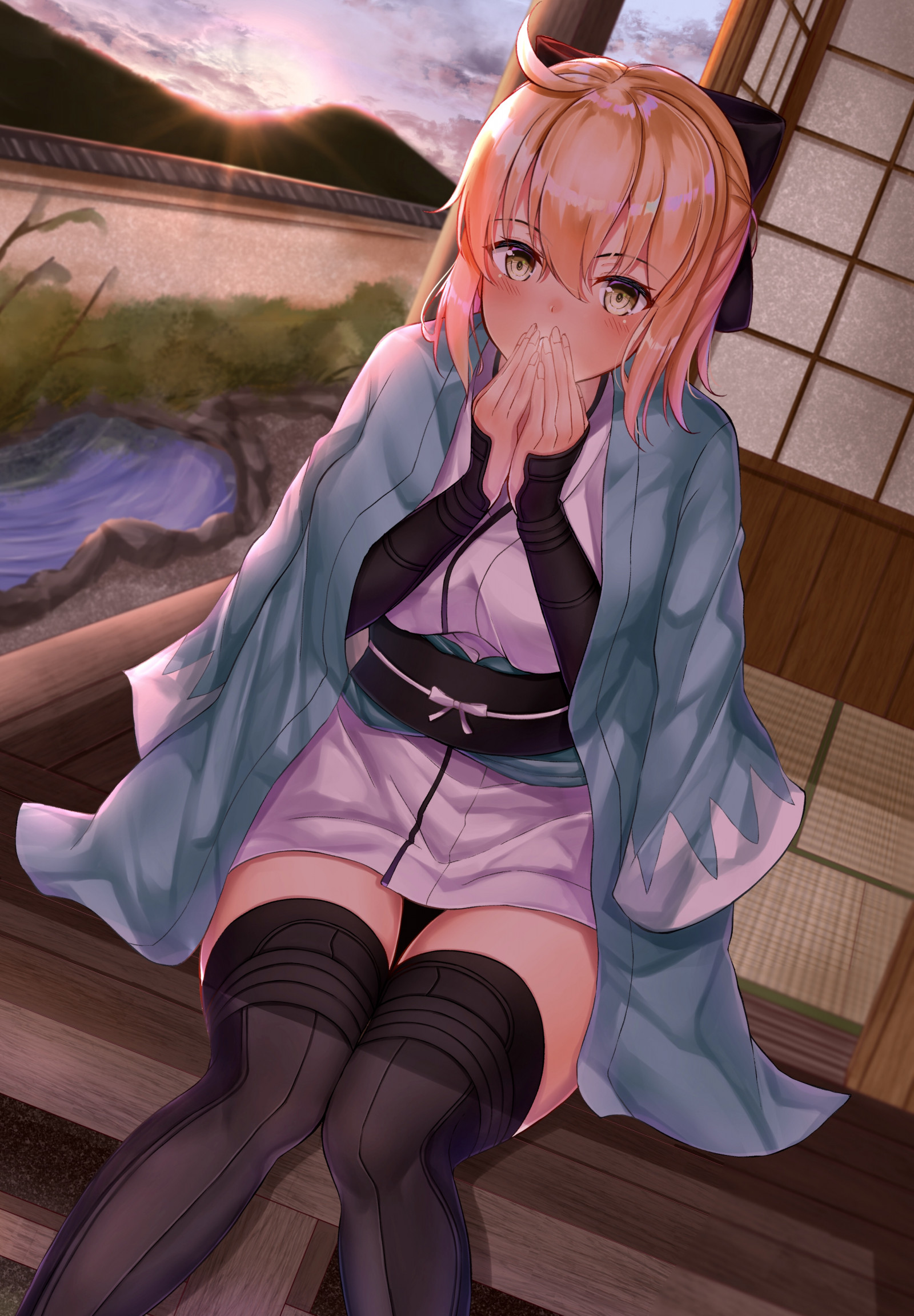 anime, anime dívky, osud Series, Osud Velký řád, Morgan le Fay, ahoge, blondýnka, prsa, umělecká díla, digitální umění, fan art