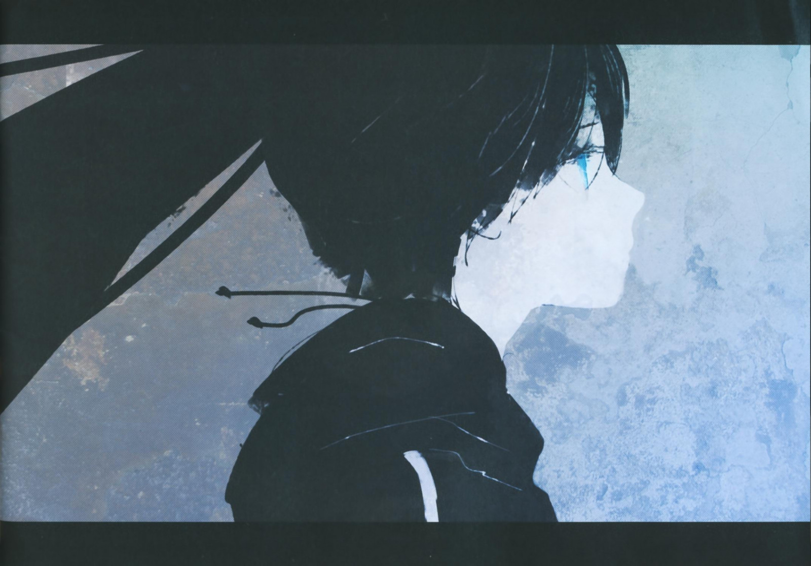 tegning, maleri, sort, anime, Anime piger, blå, Kuroi Mato, KUNST, billede, skitse, 2146x1500 px