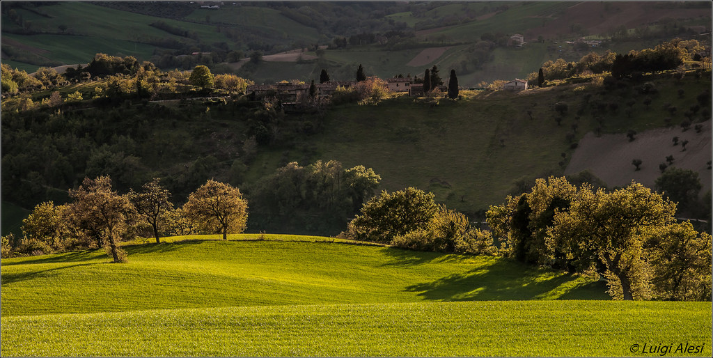 západ slunce, Itálie, verde, zelená, Příroda, letadlo, krajina, Nikon, scenérie, San, Italia, Drsný, Tramonto, odlišný, natura, Severino, Marche, paesaggio, Macerata, d90, Piani, Sanseverino, Diversi, gaglianvecchio