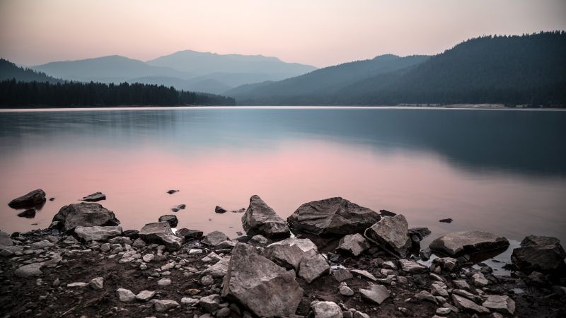 krajina, jezero, voda, západ slunce, moře, záliv krajina, jezero, voda, západ slunce, moře, záliv