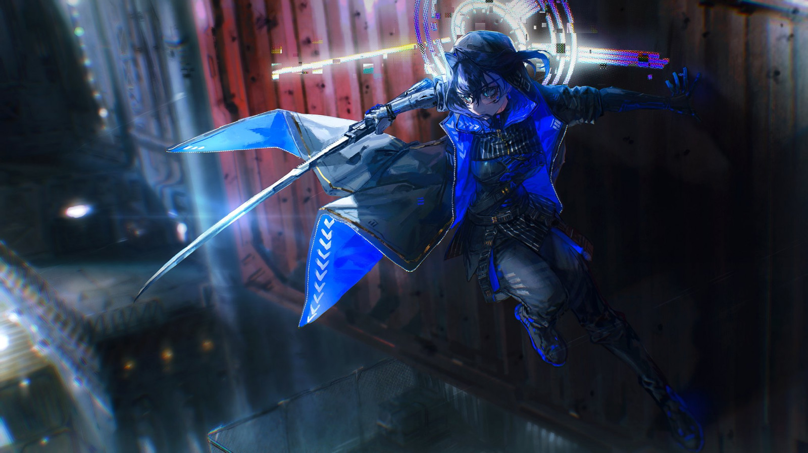 Wallpaper : Hololive English, Ouro Kronii, sword, cyberpunk 2062x1158