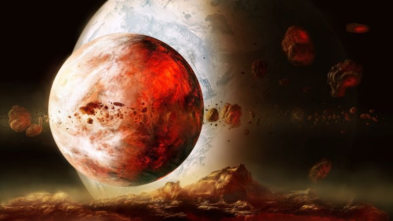 digitální umění, planeta, prostor, umělecká díla, malování, Červené digitální umění, planeta, prostor, umělecká díla, malování, Červené