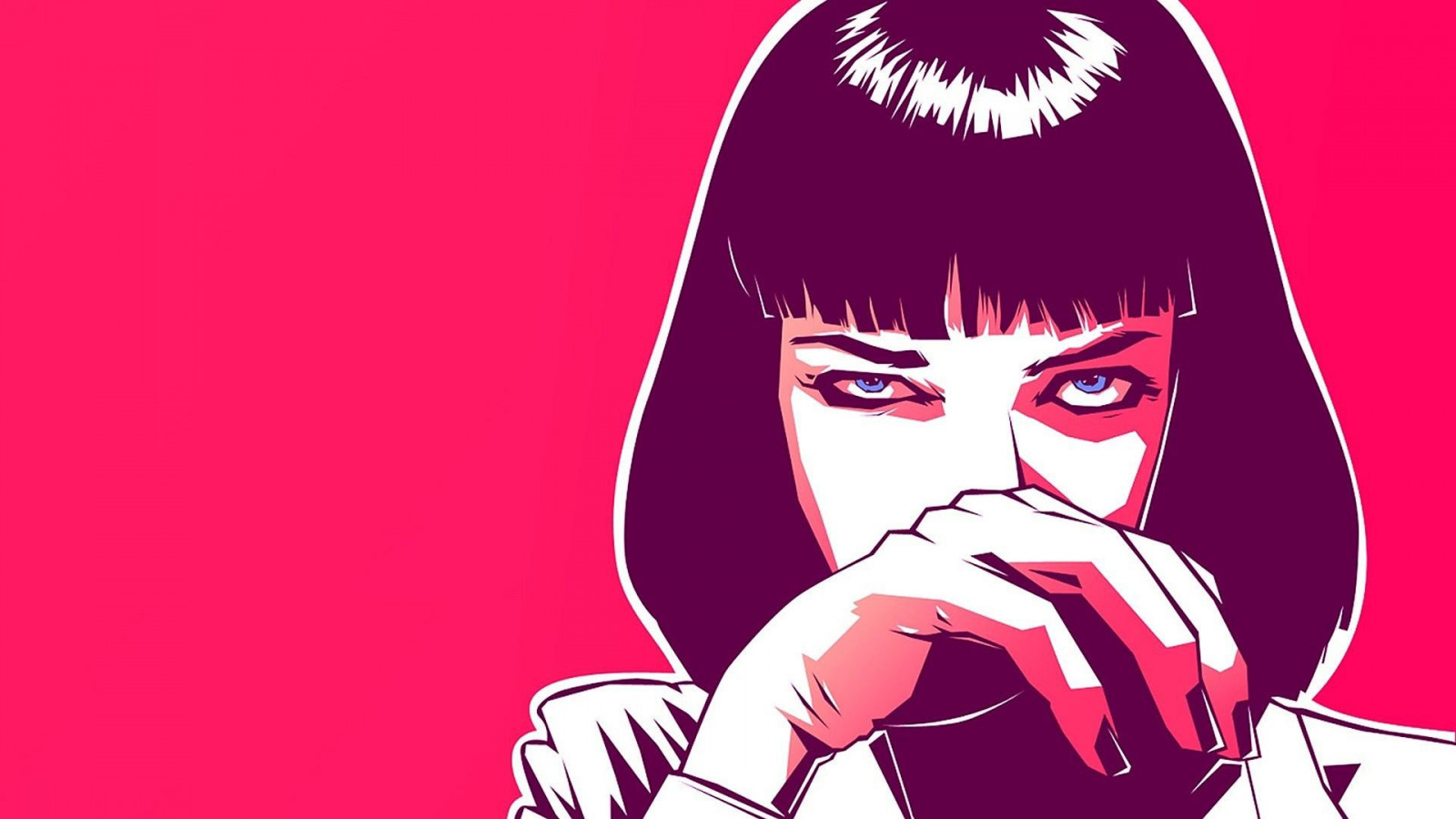 ilustrace, jednoduché pozadí, anime, umělecká díla, filmy, kreslená pohádka, Pulp Fiction, Mia Wallace, Uma Thurman, mangaka