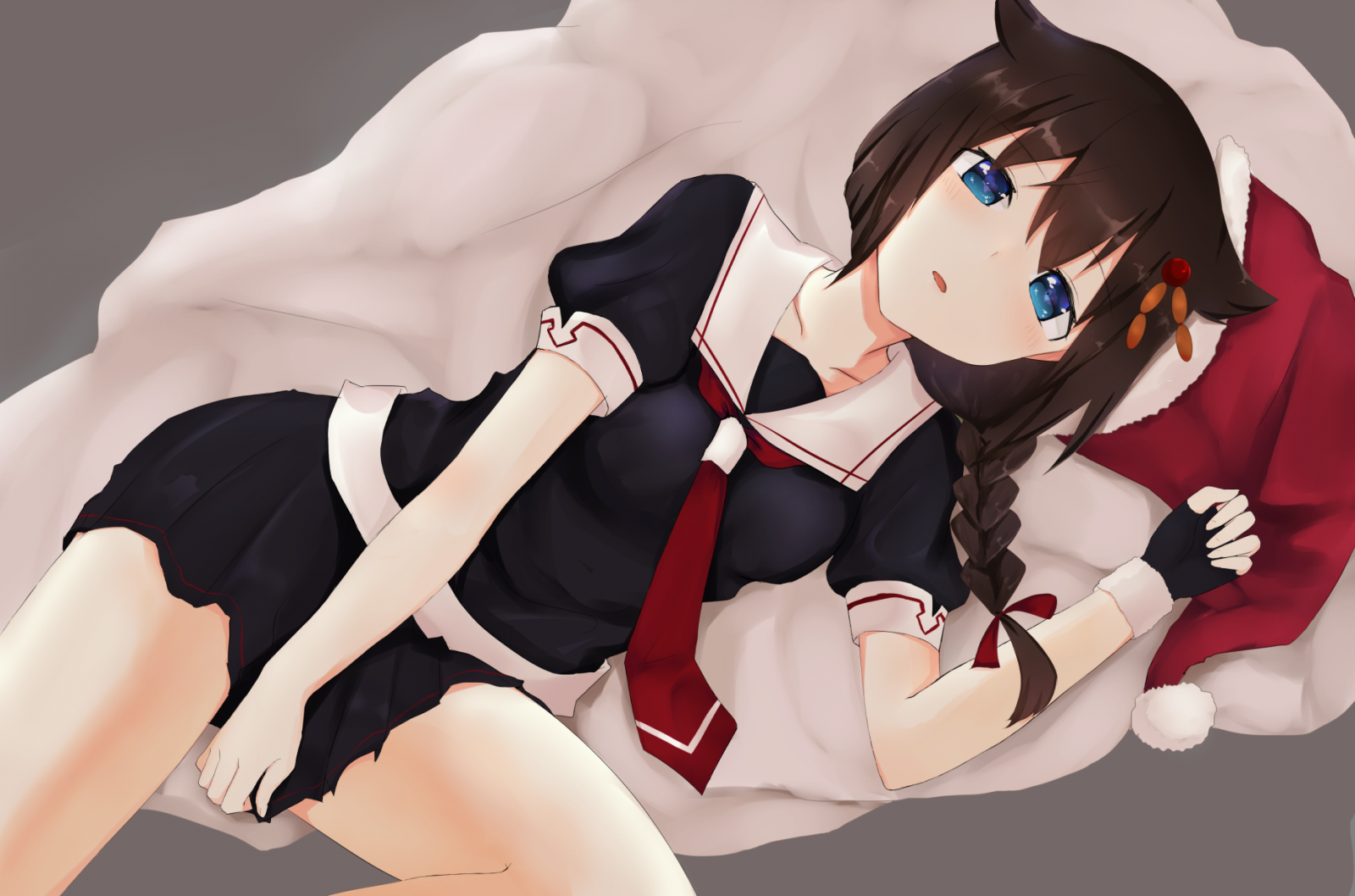 anime, Anime piger, Anime screenshot, Kantai Collection, Shigure KanColle, shoulder length hair, brunette, skoleuniform, kunstværk, Digital kunst, fan kunst