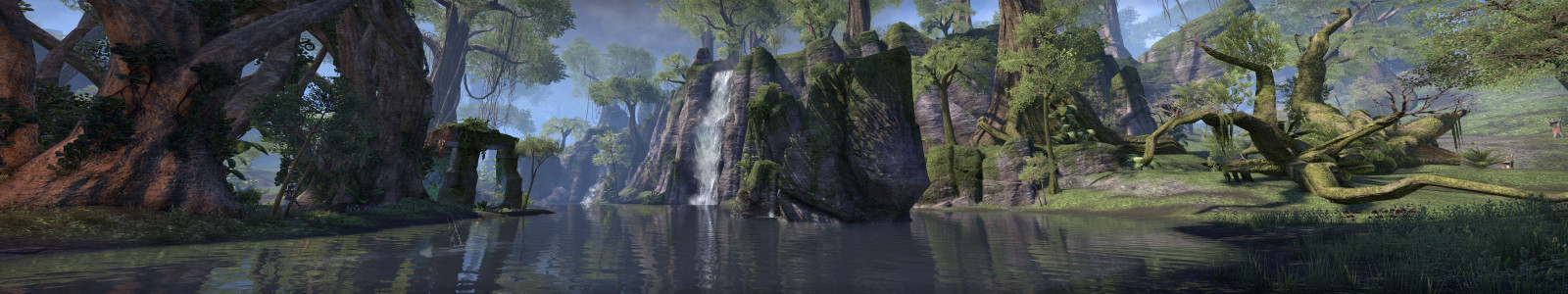 วอลเปเปอร์ : 7680x1440 px, ป่า, ทะเลสาบ, จอภาพสี่เท่า, ทำลาย, Elder