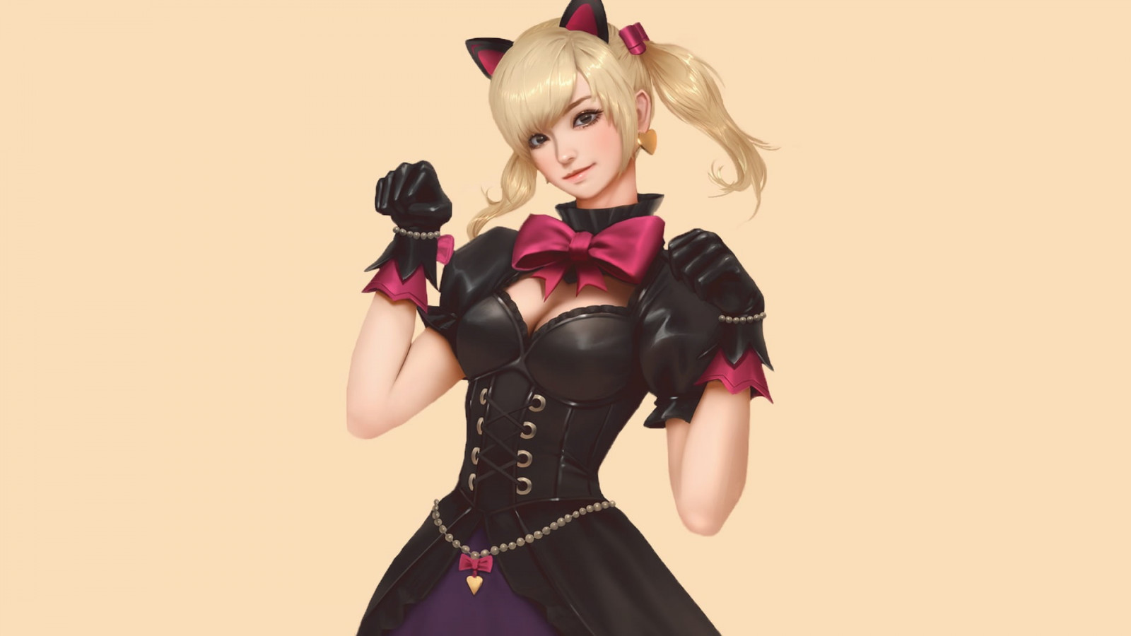 digital art, artwork, Overwatch, women, blonde, pigtails, cleavage