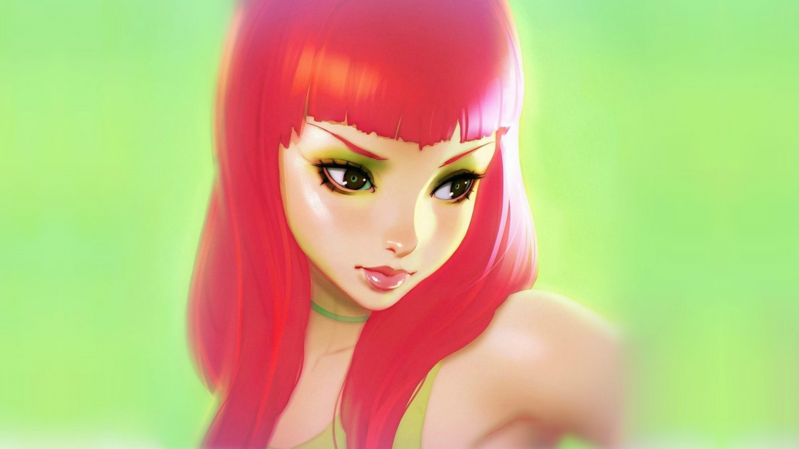 Papel De Parede Ruiva Anime Meninas Anime Colorida Cara 